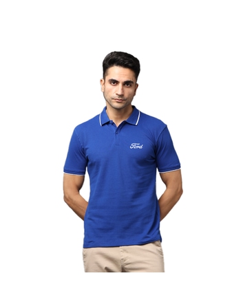 Ford Men's Premium Polo T-shirt Imperial Blue With White Tipping